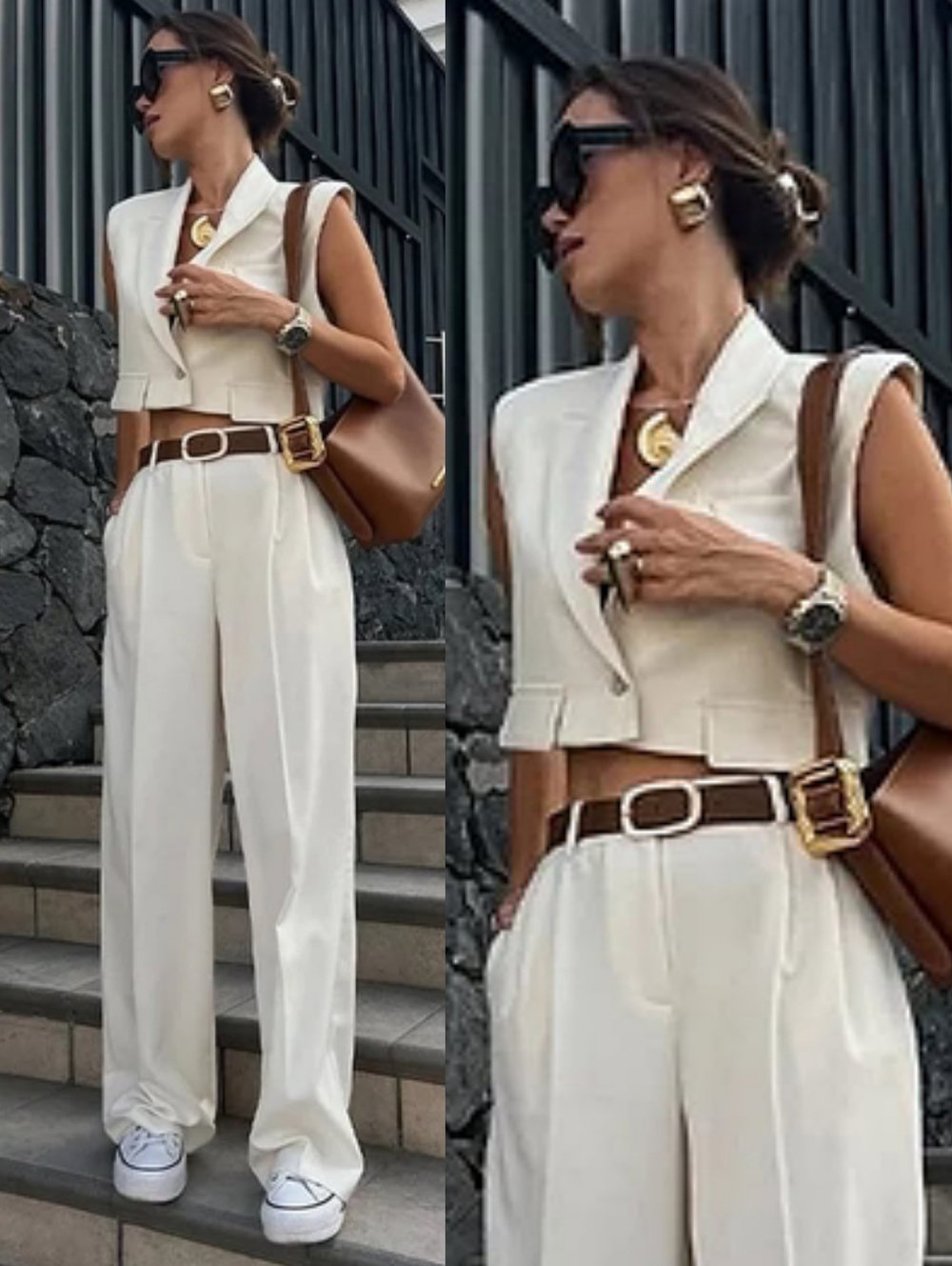 ZARA VEST LINEN BLEND CREAM Size S